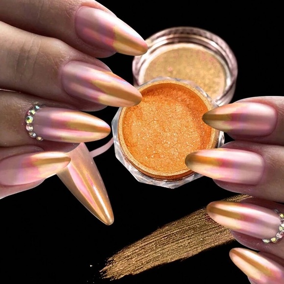 Orange Gradient Nail Art Powder Pigment Neon Mirror Effect Chrome Dust Pearl - Picture 5 of 6